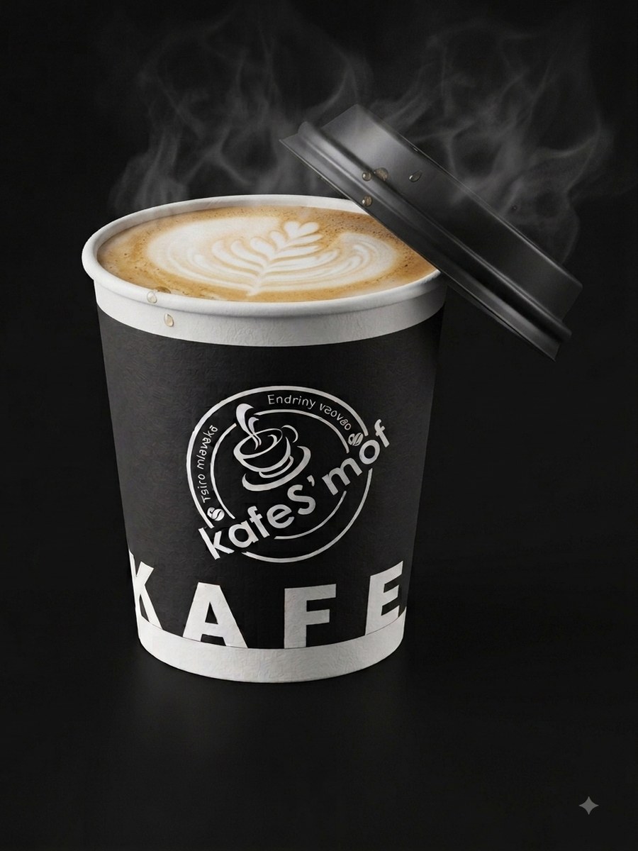Café KafeS'mof servi dans notre gobelet noir mat